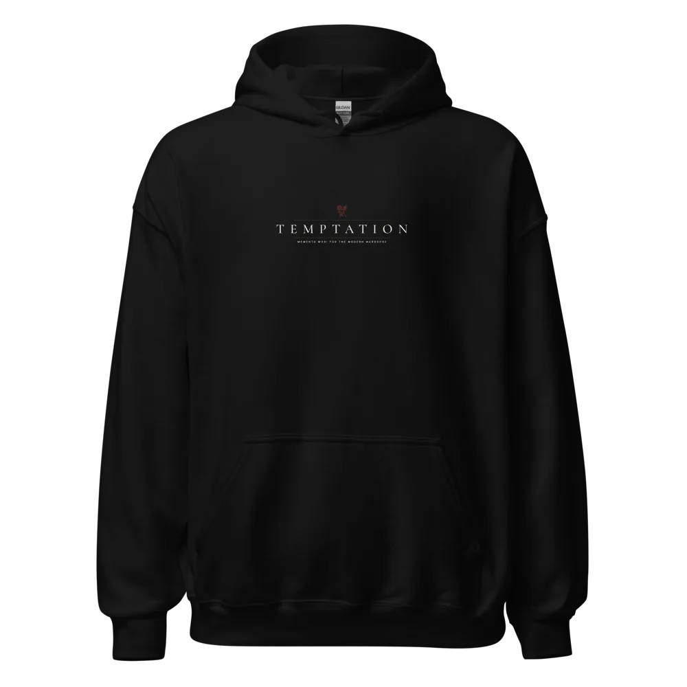 The Crown Hoodie — front, black colorway